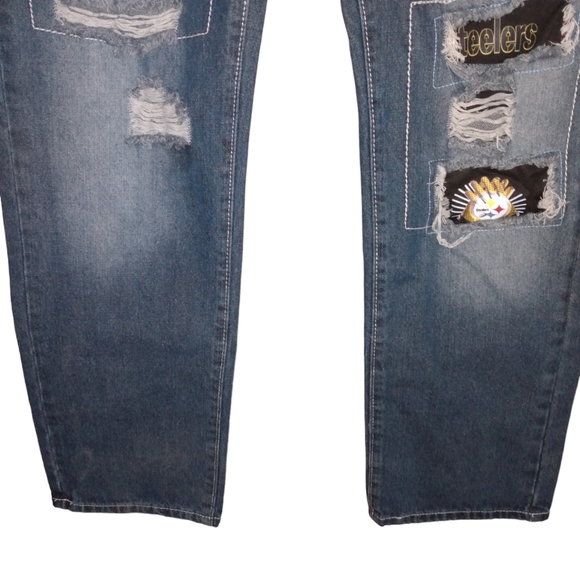 Jeans Wear Patchwork Distressed Pittsburgh Steelers Jeans XL - Picture 8 of 14
